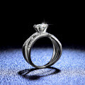 925 Silver Moissanite Ring, Women's Three-Life Design, Viral Live Stream Trend-0-1