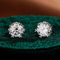S925 Silver Snowflake Earrings Women's Simple Wedding Moissanite Gift-0-0