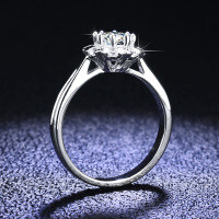 S925 Silver Moissanite Ring, Luxury Bezel Setting, Adjustable Trendy Women's Wholesale.-1 carat (superior white moissanite)  Hong Kong size (size 13)