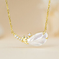 wholesale 925 Sterling Silver Fashionable and Elegant Feather Necklace for Women, Versatile High-End Sense Spring and Summer Collarbone Pendant, Drop Shipping-Feather necklace