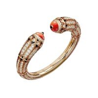 wholesale 925 Silver Gold-Plated Bracelet with High-Carbon Diamonds, Cartier Coral, Enamel, Art Deco Vintage Style for Women's Ceremony and Evening Wear-Bracelet>925 Silver