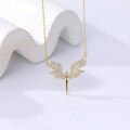 wholesale 925 Sterling Silver Light Luxury Zircon Inlaid Angel Wing Necklace, Women's-0-1