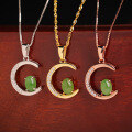 wholesale 925 Sterling Silver with Certificate Natural Hetian Jasper Pendant, Sweet Commuting Crescent Moon Necklace Collarbone Chain Wholesale-0-2
