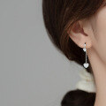wholesale S925 Sterling Silver Long Elegant Heart Ear Clasp for Women with Diamond Accents Gift Heart-shaped Ear Drop M01002-0-1