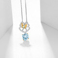 wholesale S925 Sterling Silver Designer Natural Citrine Pendant with Nature-Inspired Butterfly and Flower Opening Design Gemstone Necklace-0-1