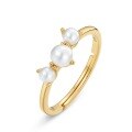 wholesale 925 Silver Gold-Plated Japanese New Geometric Shell Pearl Ring, Fashion Adjustable Open Ring from Source Manufacturer-0-5