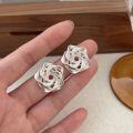 wholesale S925 Sterling Silver Korean Style Camellia Stud Earrings for Women, Designer Fashion Heavy Work Earrings with a Premium Feel-0-1