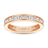 wholesale S925 Sterling Silver Cross-Border Hit Accessory Creative Square T-Style Full Circle Row Ring Wedding Ring Full Diamond Pavé Star Silver Ring-Rose Gold US Size 7#