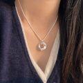 wholesale S925 Sterling Silver Geometric O-shaped Necklace Women Korean Version New Circle Pendant Minimalist Versatile Chain-0-3