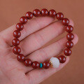 wholesale 925 Silver Handwoven New Chinese Style Hetian White Lotus Bead Purple Gold Sand Bracelet High Content Cinnabar Bead Bracelet for Women-0-2