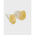 wholesale S925 Sterling Silver Plated Gold Minimalist Irregular Concave-Convex Ear Studs for Women, Versatile and Elegant-0-0