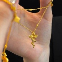 wholesale S925 silver maker's hit scepter Year of the Snake necklace for women, autumn-winter new luxuryversatile high-end collarbone chain-Wand Snake--Gold>925 Silver