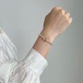 wholesale 925 Sterling Silver Cross-Border Women's Bracelet with Design Sense, White Crystal Beaded Chain, Spliced Crushed Silver, Elegant Fairy Style Silver Hand Jewelry-0-2