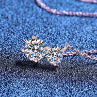 S925 Sterling Silver 1.5ct Moissanite Necklace, Gemini Minimalist Wholesale-1.5-carat moissanite in rose gold  925 silver