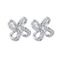 wholesale S925 Sterling Silver All-Over Diamond Zirconia Stud Earrings for Women, Versatile Lucky Four-Leaf Clover Cross-Border New Accessory TEMU-0-5