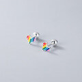 wholesale S925 Sterling Silver Stud Earrings Sweet and Fresh Colorful Heart Threaded Bead Elegant and Cute Earrings M00626-0-0