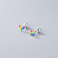 wholesale S925 Sterling Silver Stud Earrings Sweet and Fresh Colorful Heart Threaded Bead Elegant and Cute Earrings M00626-S925 silver pair 925 silver