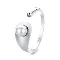 wholesale S925 silver fashionable minimalist Korean and Japanese imitation pearl ins-style cross-border trendy creative design open ring-0-2