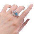 wholesale S925 Sterling Silver Imported High Carbon Diamond 6*8 Aquamarine Ring for Women Cross-Border Drop Shipping-0-4