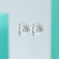 wholesale S925 Sterling Silver Moissanite Earrings for Women, Versatile Ear Clutch, New Trendy Minimalist Fashion Earrings, Korean-style Ear Hook-50-point (zircon) earrings 1.5g