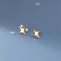 wholesale 925 Sterling Silver Minimalist Polished Four-Pointed Star Earrings Women Super Fairy Asymmetric Small Dainty Star Ear Accessories M00576-0-1