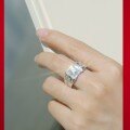 18k Gold Plated Sterling Silver Moissanite Four-Prong Micro-Set Ring-0-1