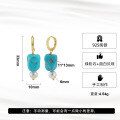 wholesale S925 Sterling Silver with 14K Gold Plated Turquoise Earrings, Circle Ear Hoops for Women-0-1