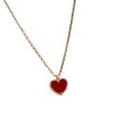 wholesale 925 Sterling Silver Exquisite Small Red Heart Necklace, Korean-Japanese Style Red Agate Heart-shaped Collarbone Chain, Full of Love, Fashionable and Romantic-0-4