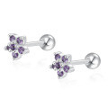 wholesale 925 Sterling Silver Floral Stud Earrings with Petal Design and Inlaid Crystals, Screw-piercing Ear Accessories for Women, Cross-border Wholesale-0-16