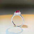 wholesale S925 Sterling Silver Pigeon Blood Red Ring for Women with Ruby Zirconia Solitaire, Korean Style Minimalist Versatile Ring, Colorfast-0-2