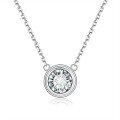 wholesale 18k Gold Plated Silver Moissanite Classic 50-Point Single Diamond Round Bubble UFO Pendant Necklace with O-Link Chain-0-0