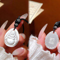 wholesale 999 Solid Silver Maitreya Buddha Guanyin Pendant, Solid Pure Silver, National Trend Buddhist Plaque, Auspicious Word Peace Plate, Handwoven Cord Necklace-0-0