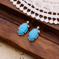 wholesale S925 Silver Vintage Style Artificial Turquoise Earrings, Fall New Collection, Dunli Jewelry Wholesale Manufacturer-Turquoise Earrings 925 Silver
