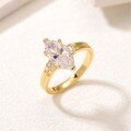 wholesale Gold S925 Moissanite Ring with Marquise Main Stone and Trapezoid Side Stones Three-Stone Design-0-1