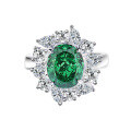 wholesale S925 Sterling Silver Cross-Border Europe and America Gemstone Foreign Trade Paraiba Sugar Cube Ring Ice Flower Cut Emerald Women's Wholesale Ring-0-22