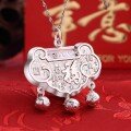 wholesale 999 Pure Silver Longevity Lock with Hundred Blessings, Baby Silver Lock, Infant Foot Silver Peace Lock, Gift for Children's First Birthday and Full Moon Celebration-0-5