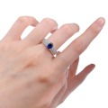 wholesale S925 Sterling Silver, 5*7mm Simulated Blue Diamond Ring, Fashionable and Versatile for Live Streams and Xiaohongshu-0-4