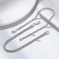 wholesale S925 Sterling Silver Cloud Twist Jewelry Rope Chain Bracelet, Minimalist Unisex Handmade Chain-3.3mm thick, 16.5cm long 925 silver