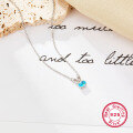 wholesale S925 Sterling Silver Cross-border Exclusive Matching Set of Bunny Earrings and Necklace, Adorable and Girly with Blue Zircon Inlay, Children's Style-0-1