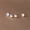 wholesale S925 Sterling Silver Simple Stud Earrings Women's Japanese Korean Style Small Fresh Round Elegant Synthetic Cat's Eye Stone Earrings M01032-0-0