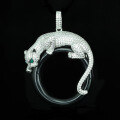 wholesale 925 Silver Gold-Plated Pendant with High-Carbon Diamonds, Enamel Cheetah Design, Unique and Niche for Women's Party Events-0-5