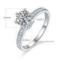wholesale S925 Sterling Silver 1ct Round Moissanite Engagement Ring Super Sparkling-0-4