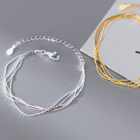 wholesale 925 Sterling Silver Silk Textured Multi-Layer Stackable Bamboo Chain Bracelet Simple Ins Style Hand Jewelry S7020-S925 silver one silver>925 silver