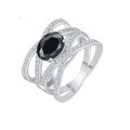 wholesale S925 Sterling Silver Cross-Colored Oval Moissanite Cocktail Ring-0-7