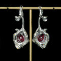 wholesale Metal Material: 925 Silver Gold Plated, High Carbon Diamond, Pigeon Blood Red GRC Lab-Grown Ruby, Oval, High-End Exquisite Women's Earrings-0-2