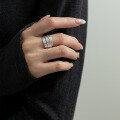 wholesale S925 Sterling Silver Minimalist Multi-Layered Twisted Ring,Ins Style Luxe High-End Index Finger Ring R01054-0-3