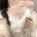 wholesale S925 Sterling Silver Royal Princess Lace Palace Super Exquisite Snowflake Inlaid Full Diamond Natural Chalcedony Necklace Collarbone Chain-0-3