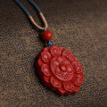 wholesale Metal pendant with certificate, high-content cinnabar, antique-style lotus, red jade plaque, six-syllable mantra, zodiac year necklace pendant-0-1