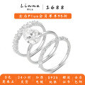 wholesale S925 silver moissanite ring set stackable combination for women, elegant and trendy best-selling stacking style-0-0