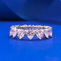 wholesale S925 Sterling Silver Full Diamond Pavé 5*5 Heart-Shaped Row Ring European and American Cross-Border Ins Style-0-7
